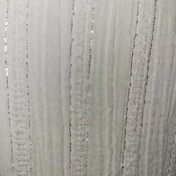 Treasure & Bond Button Up Blouse Ivory W/Silver Thread Collared Women's Size XS - Picture 12 of 15